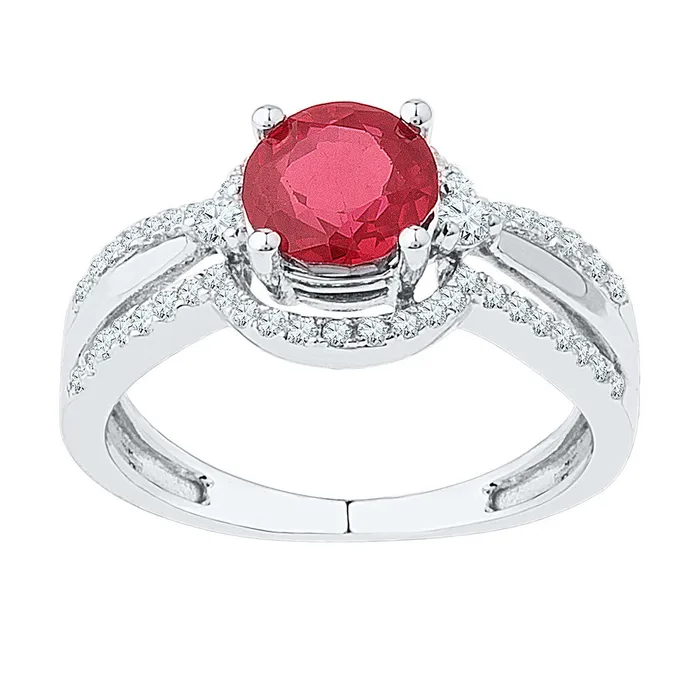 mayamila Rings 10kt White Gold Womens Round LabCreated Ruby Solitaire Ring 2112 Cttw mayamila Rings 10kt White Gold Womens Round LabCreated Ruby Solitaire Ring 2112 Cttw