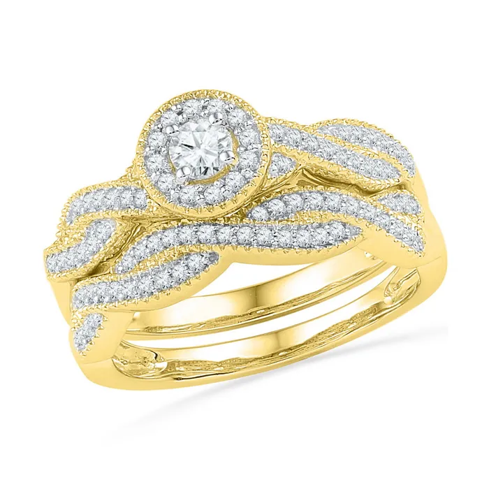 mayamila Rings 10kt Yellow Gold Womens Round Diamond Twist Bridal Wedding Engagement Ring Band Set 12 Cttw mayamila Rings 10kt Yellow Gold Womens Round Diamond Twist Bridal Wedding Engagement Ring Band Set 12 Cttw