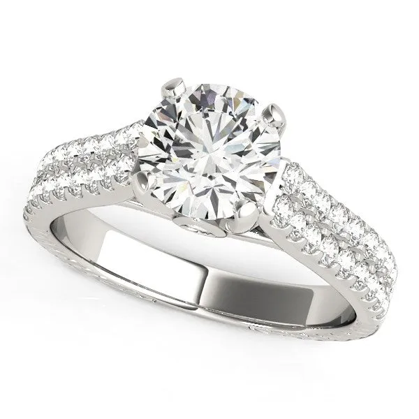mayamila Rings 14K White Gold Round Diamond Engagement Ring with Pave Band 2 ct tw mayamila Rings 14K White Gold Round Diamond Engagement Ring with Pave Band 2 ct tw