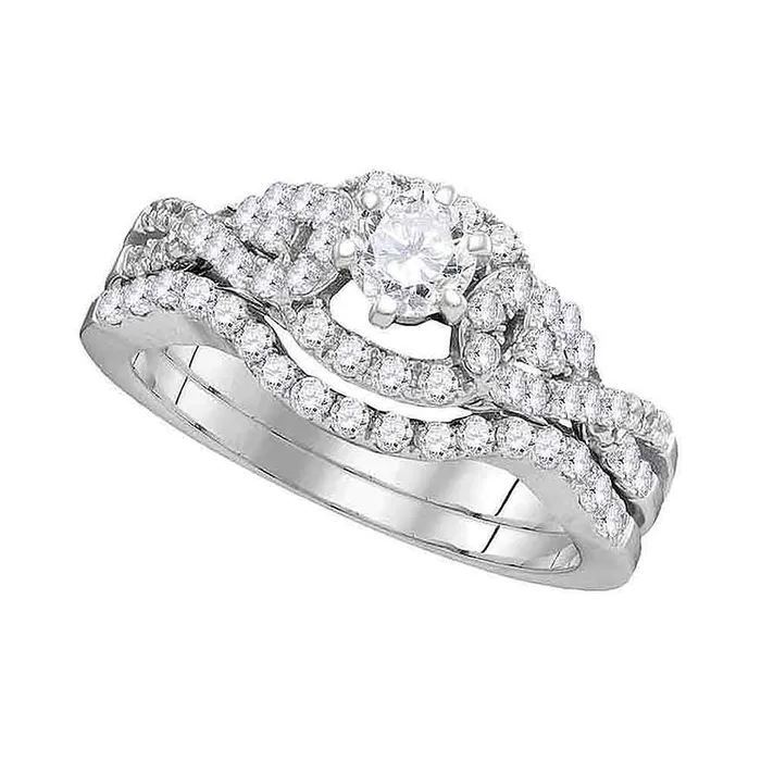 mayamila Rings 14k White Gold Womens Round Diamond Woven Twist Bridal Wedding Engagement Ring Band Set 1 Cttw mayamila Rings 14k White Gold Womens Round Diamond Woven Twist Bridal Wedding Engagement Ring Band Set 1 Cttw