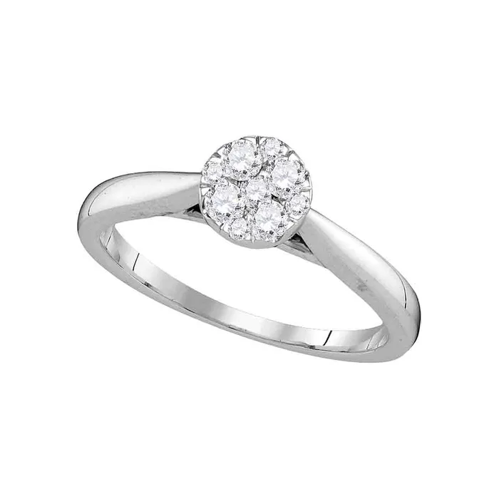 mayamila Rings 14kt White Gold Womens Round Diamond Cluster Bridal Wedding Engagement Ring 14 Cttw mayamila Rings 14kt White Gold Womens Round Diamond Cluster Bridal Wedding Engagement Ring 14 Cttw