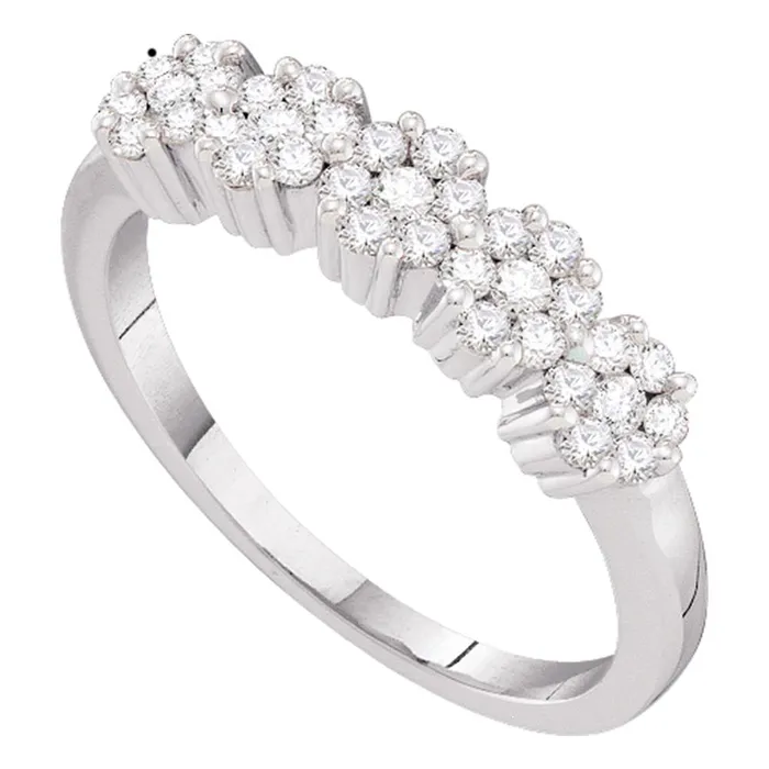mayamila Rings 14kt White Gold Womens Round Diamond Five Flower Cluster Ring 14 Cttw mayamila Rings 14kt White Gold Womens Round Diamond Five Flower Cluster Ring 14 Cttw
