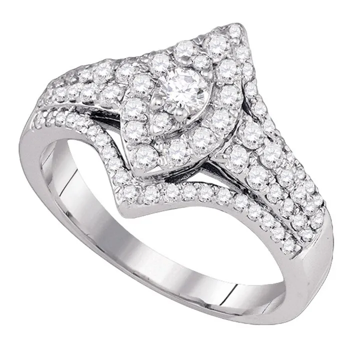 mayamila Rings 14kt White Gold Womens Round Diamond Oval Cluster Bridal Wedding Engagement Ring 100 Cttw mayamila Rings 14kt White Gold Womens Round Diamond Oval Cluster Bridal Wedding Engagement Ring 100 Cttw