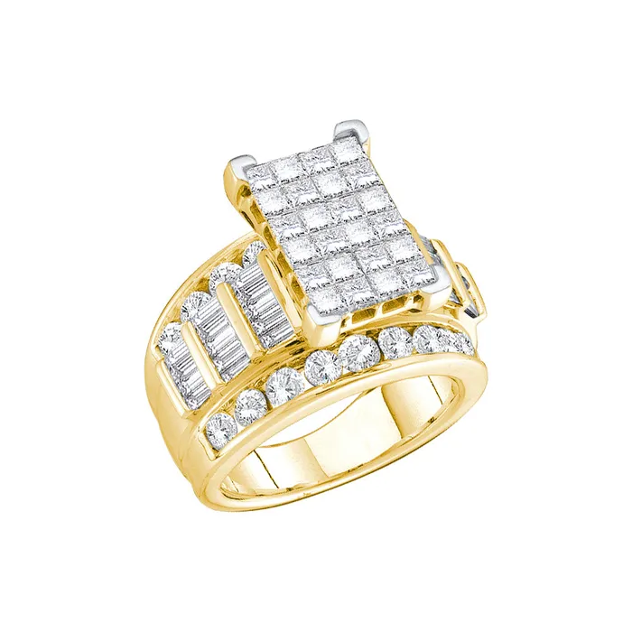 mayamila Rings 14kt Yellow Gold Womens Princess Diamond Cluster Bridal Wedding Engagement Ring 300 Cttw Size 8 mayamila Rings 14kt Yellow Gold Womens Princess Diamond Cluster Bridal Wedding Engagement Ring 300 Cttw Size 8