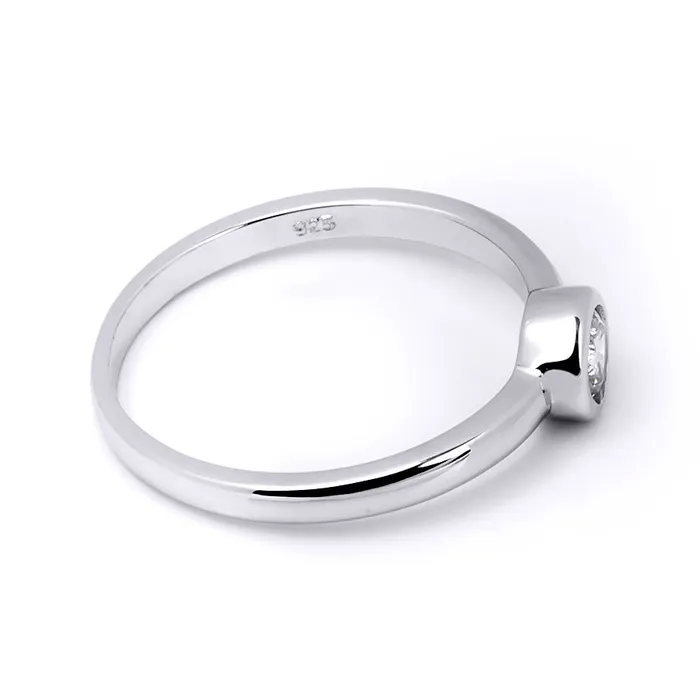 mayamila Rings Elegant Single Stone White Cubic Zirconia Silver Bridal Fashion Ring