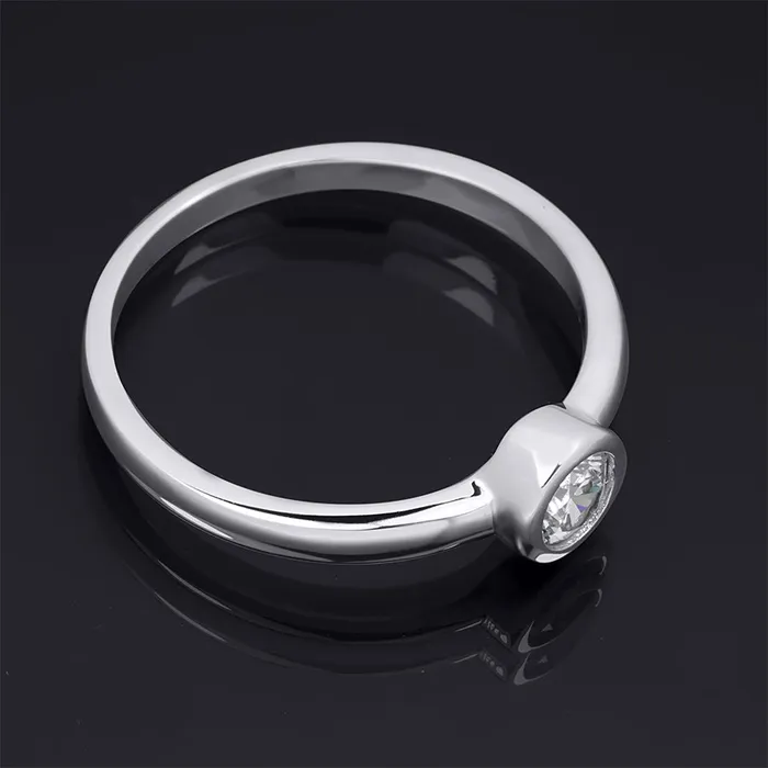 mayamila Rings Elegant Single Stone White Cubic Zirconia Silver Bridal Fashion Ring