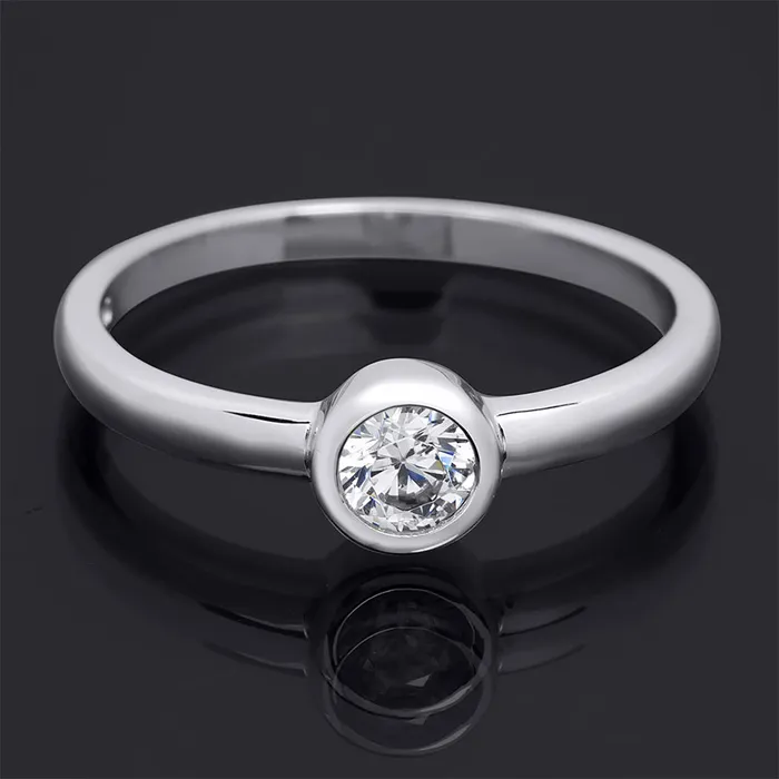 mayamila Rings Elegant Single Stone White Cubic Zirconia Silver Bridal Fashion Ring