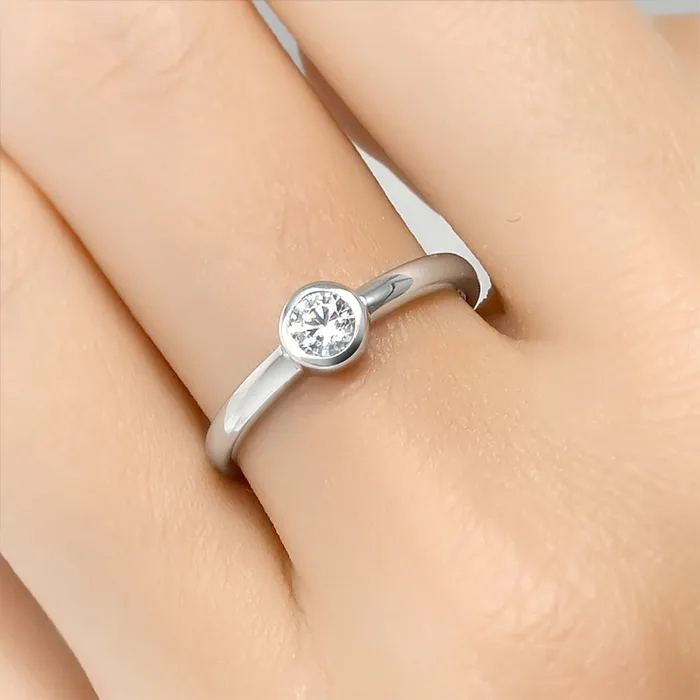 mayamila Rings Elegant Single Stone White Cubic Zirconia Silver Bridal Fashion Ring