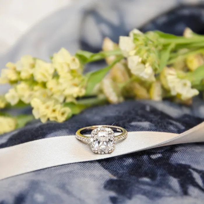 mayamila Rings Womens Wedding Engagement RING 2 Carat CUSHION CUT White Gold Plated SIZE 49