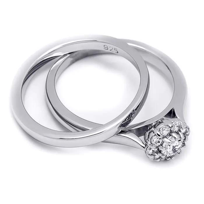 mayamila Rings Womens Delicate 050 CT Wedding Band Bridal Ring Set Sterling Silver