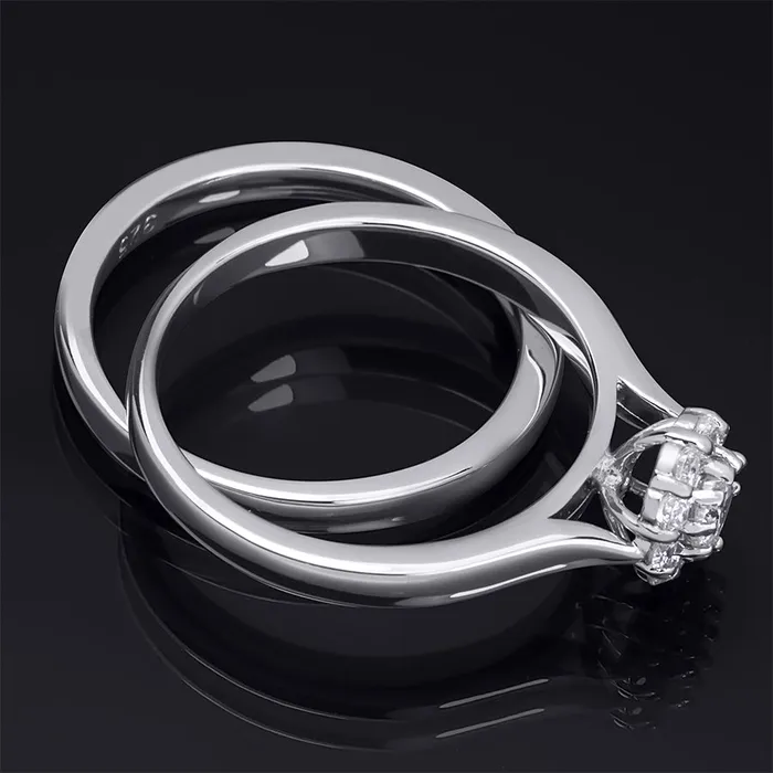 mayamila Rings Womens Delicate 050 CT Wedding Band Bridal Ring Set Sterling Silver