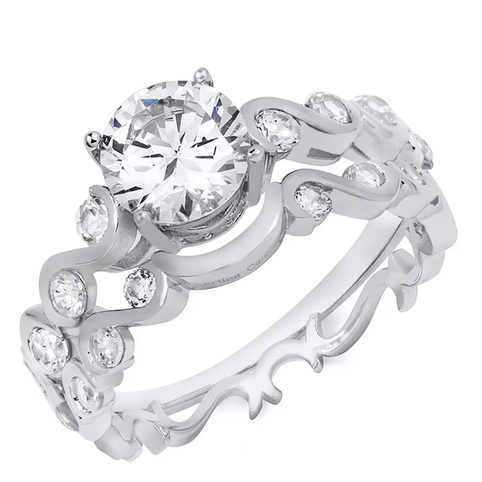 mayamila Womens Classic Round Cut 28 CT Bridal Ring Set Sterling Silver Rings mayamila Womens Classic Round Cut 28 CT Bridal Ring Set Sterling Silver Rings