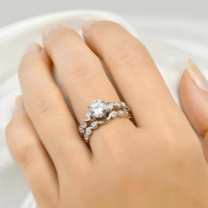 mayamila Womens Classic Round Cut 28 CT Bridal Ring Set Sterling Silver Rings