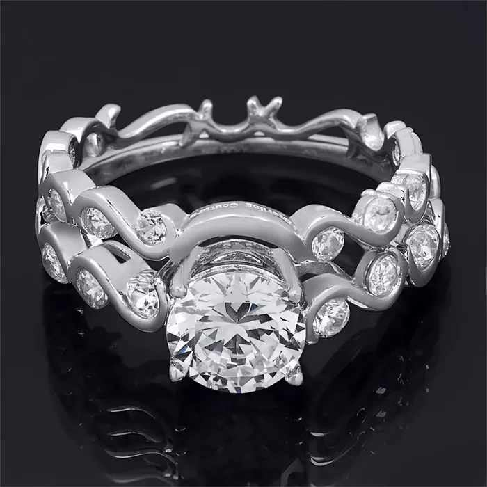 mayamila Womens Classic Round Cut 28 CT Bridal Ring Set Sterling Silver Rings