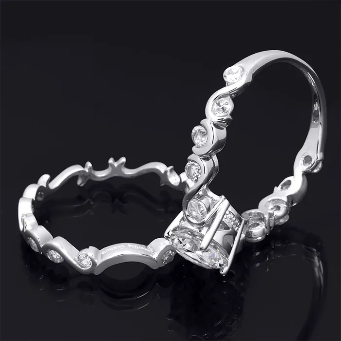 mayamila Womens Classic Round Cut 28 CT Bridal Ring Set Sterling Silver Rings