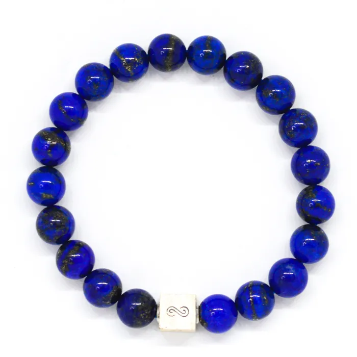 MF Bracelets Lapis Lazuli Infinity Silver Bead Bracelet 8 MM