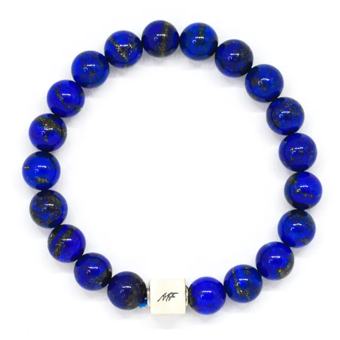 MF Bracelets Lapis Lazuli Infinity Silver Bead Bracelet 8 MM