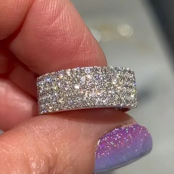 Multirow Pave Eternity Band in Sterling Silver Shineofdiamond Rings