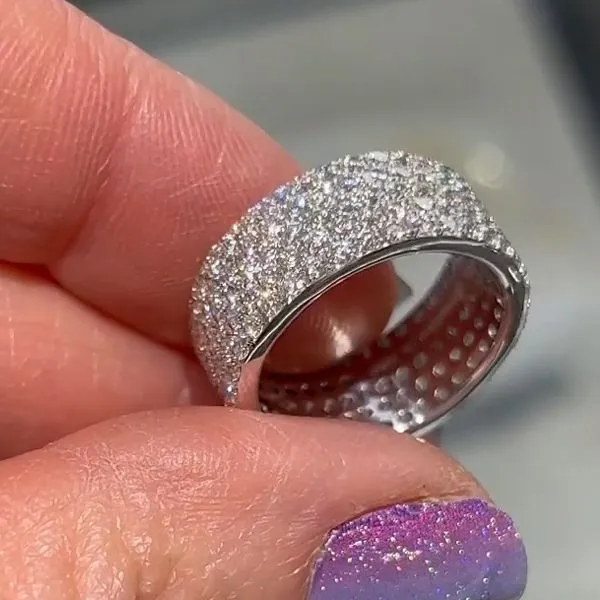 Multirow Pave Eternity Band in Sterling Silver Shineofdiamond Rings