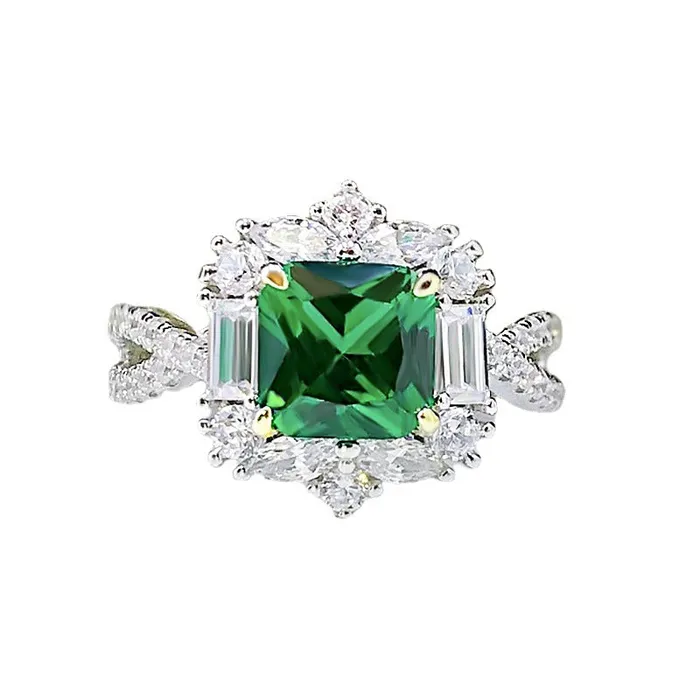 Mystic Flavia Rings Milano Emerald American Diamond Silver Ring