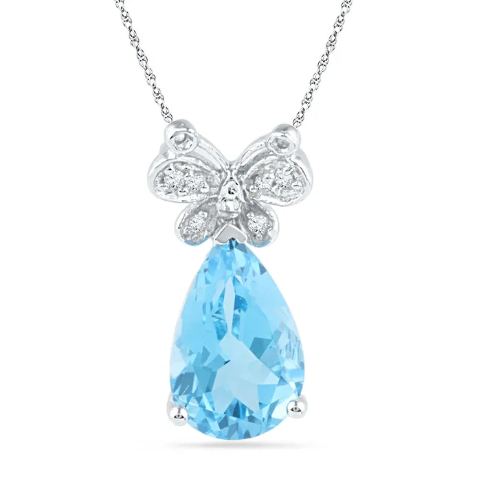 Necklaces 10kt White Gold Womens Pear LabCreated Blue Topaz Butterfly Bug Diamond Pendant 212 Cttw mayamila Necklaces 10kt White Gold Womens Pear LabCreated Blue Topaz Butterfly Bug Diamond Pendant 212 Cttw mayamila