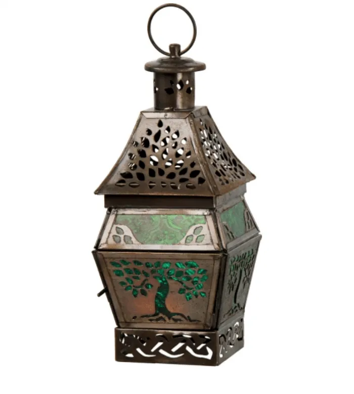 Necklaces Glass Metal Lantern Tree of Life Green Kheops International
