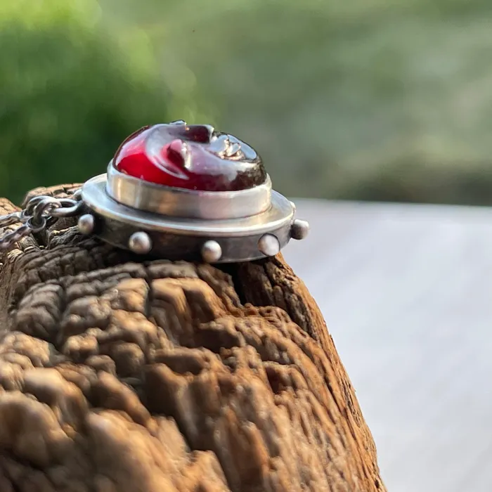 Necklaces HeidiJHale Designs Sterling Silver Garnet MoonSun Necklace 1618