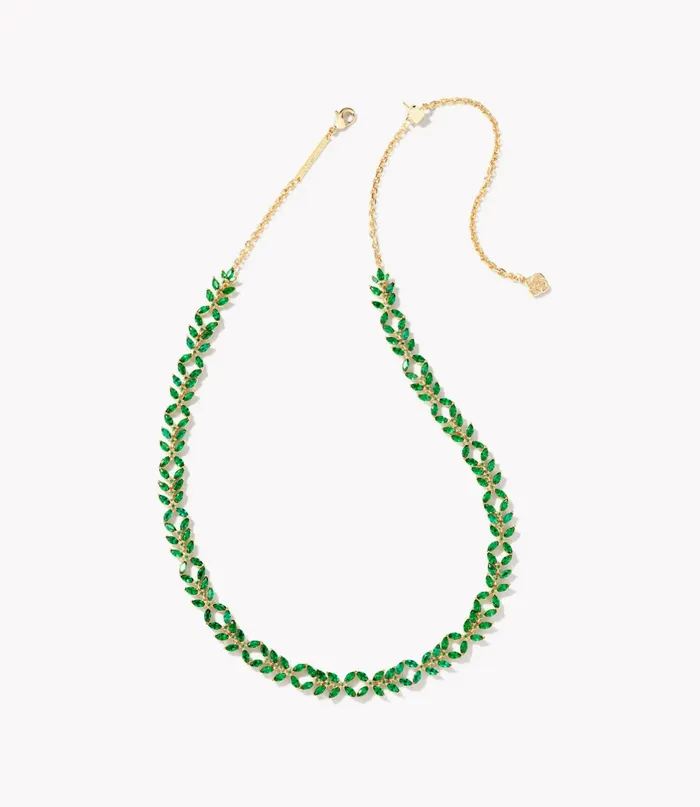 Necklaces KENDRA SCOTT KENDRA SCOTT Rosalie Gold Tennis Necklace in Green Crystal 9608873100