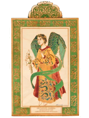 Necklaces Lynn Garlick Retablos Archangel Gabriel Wooden Pocket Plaque
