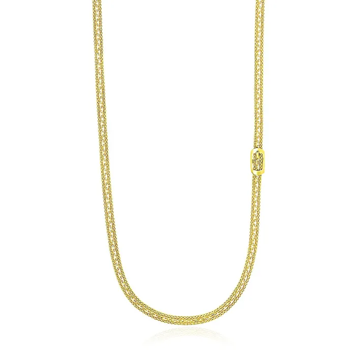 Necklaces MayaMila 14k Yellow Gold Buckle Design Station Popcorn Chain Necklace Necklaces MayaMila 14k Yellow Gold Buckle Design Station Popcorn Chain Necklace