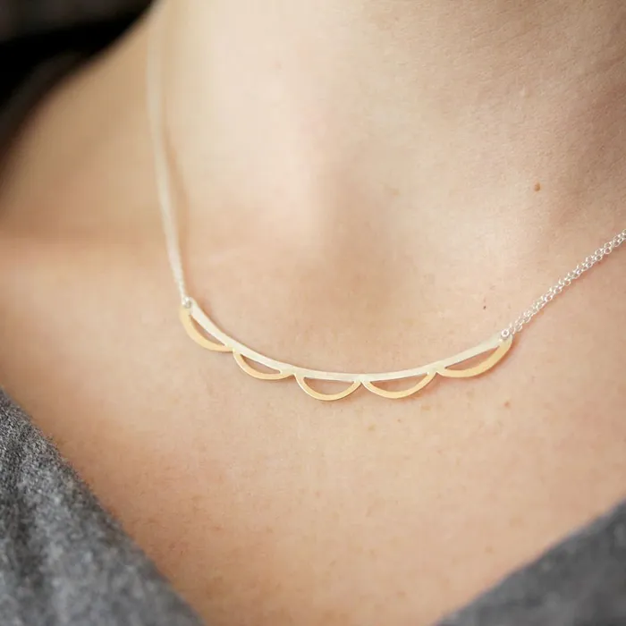 Necklaces Rebecca Haas Scalloped Bar Necklace