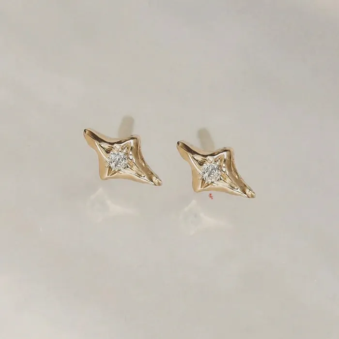 North Star Stud Earrings Gold Lacee Alexandra Earrings
