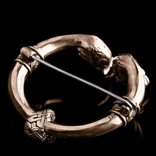 Northan Viking Silver Necklaces Viking Cloak Pin with Animal Head Terminals