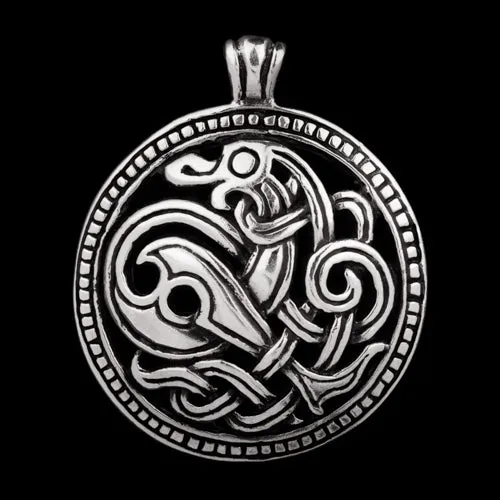 Northan Viking Silver Necklaces Viking Dragon Pendant in Jelling Style