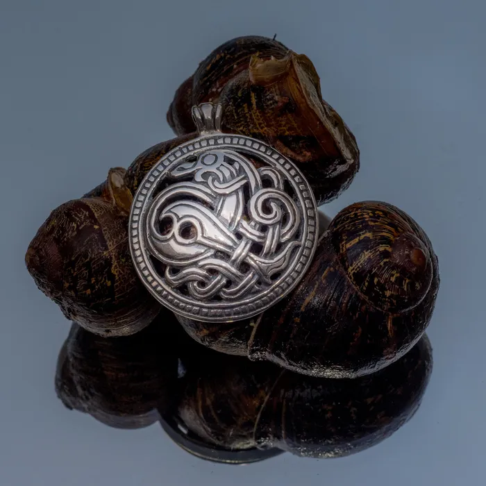 Northan Viking Silver Necklaces Viking Dragon Pendant in Jelling Style