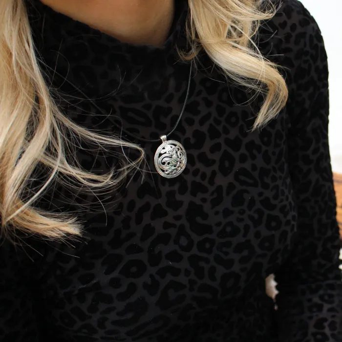 Northan Viking Silver Necklaces Viking Dragon Pendant in Jelling Style