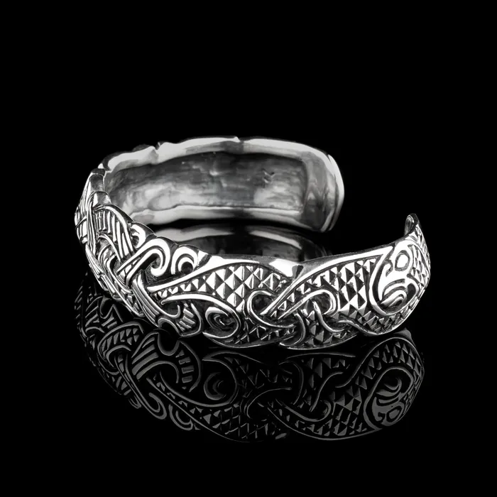 Northan Viking Silver Necklaces Viking Raven Armring with Runes