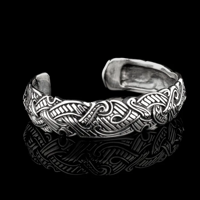 Northan Viking Silver Necklaces Viking Raven Armring with Runes