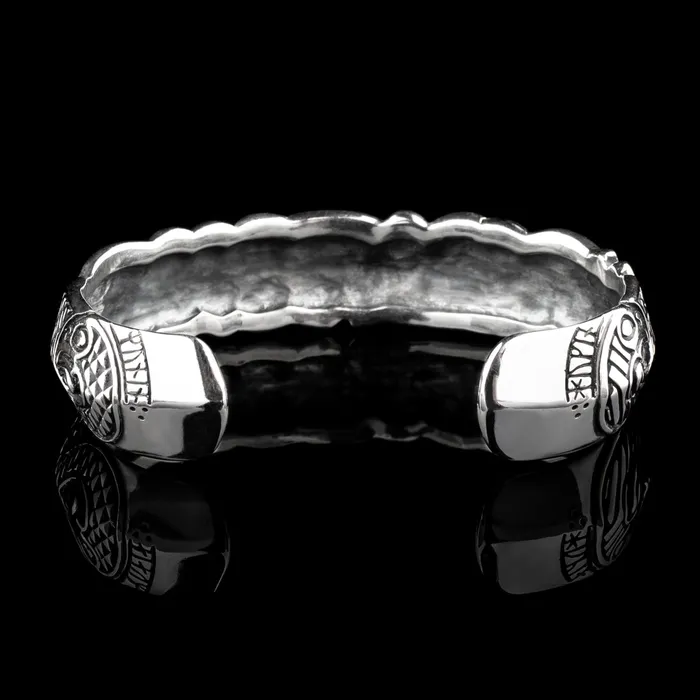Northan Viking Silver Necklaces Viking Raven Armring with Runes