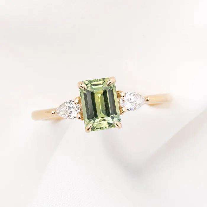 Olivia Ring 139ct Light Green Montana Sapphire 14k Yellow Gold One of a kind Envero Jewelry Rings Olivia Ring 139ct Light Green Montana Sapphire 14k Yellow Gold One of a kind Envero Jewelry Rings