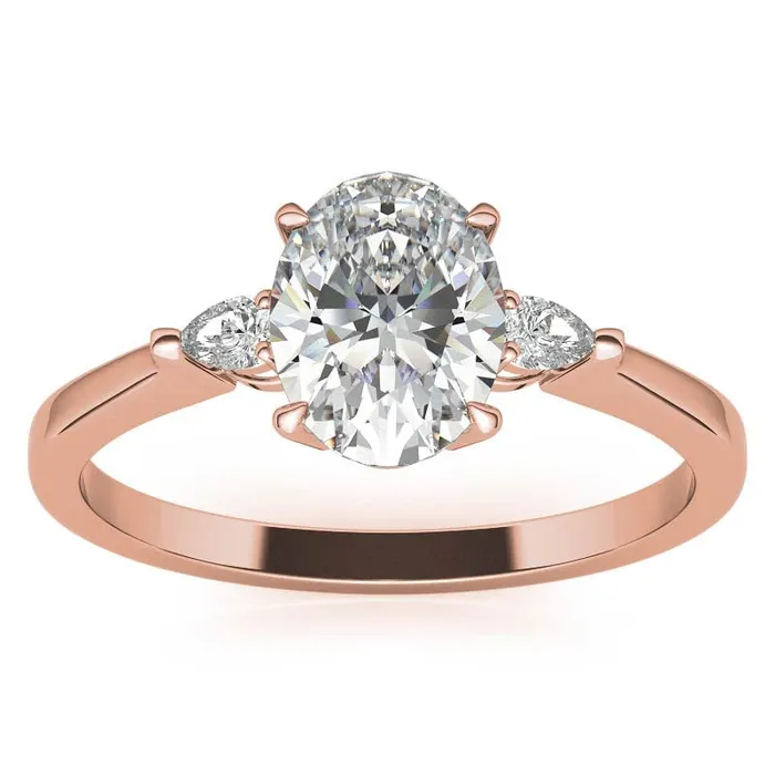 Oval Cut and Pear 3Stone Sterling Silver Engagement Ring shine of diamond Rings Oval Cut and Pear 3Stone Sterling Silver Engagement Ring shine of diamond Rings