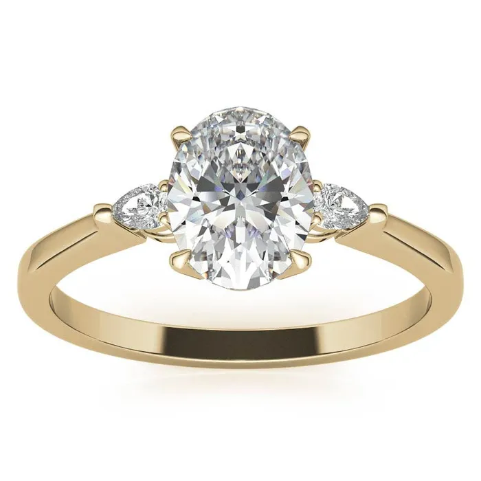Oval Cut and Pear 3Stone Sterling Silver Engagement Ring shine of diamond Rings Oval Cut and Pear 3Stone Sterling Silver Engagement Ring shine of diamond Rings