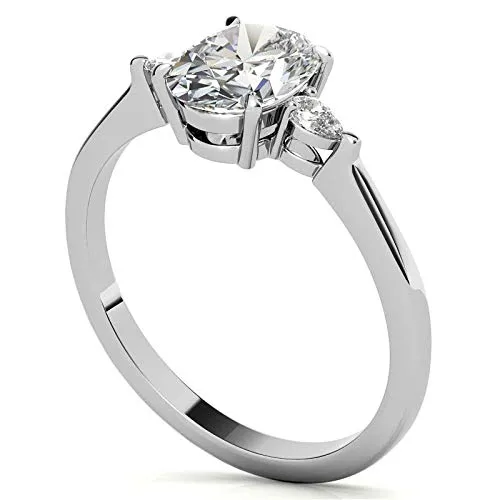 Oval Cut and Pear 3Stone Sterling Silver Engagement Ring shine of diamond Rings Oval Cut and Pear 3Stone Sterling Silver Engagement Ring shine of diamond Rings