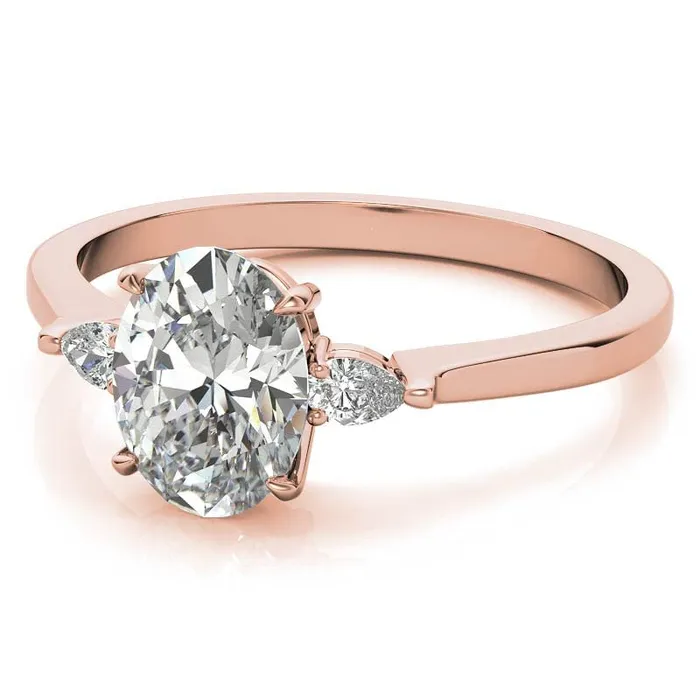 Oval Cut and Pear 3Stone Sterling Silver Engagement Ring shine of diamond Rings Oval Cut and Pear 3Stone Sterling Silver Engagement Ring shine of diamond Rings