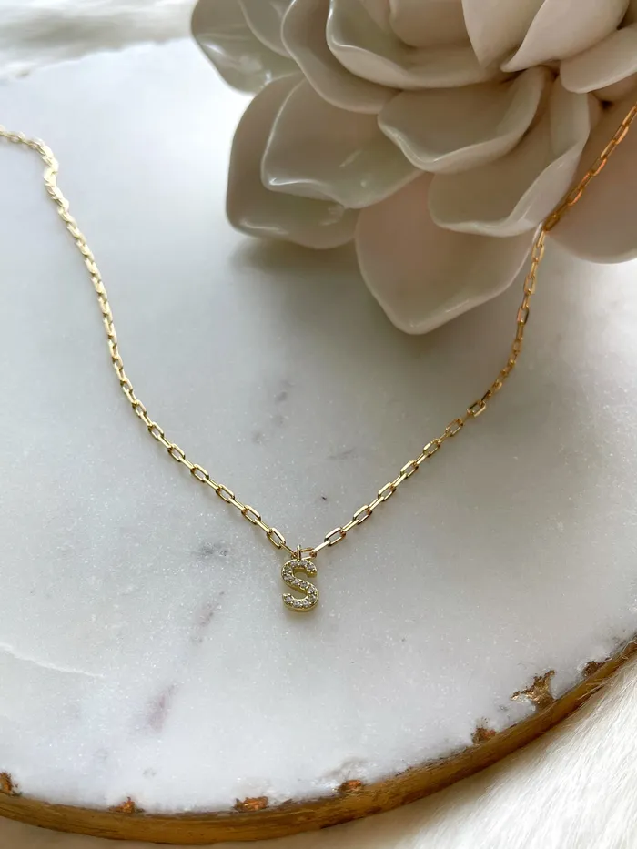 Paperclip Initial Necklace ellie k and co Necklaces