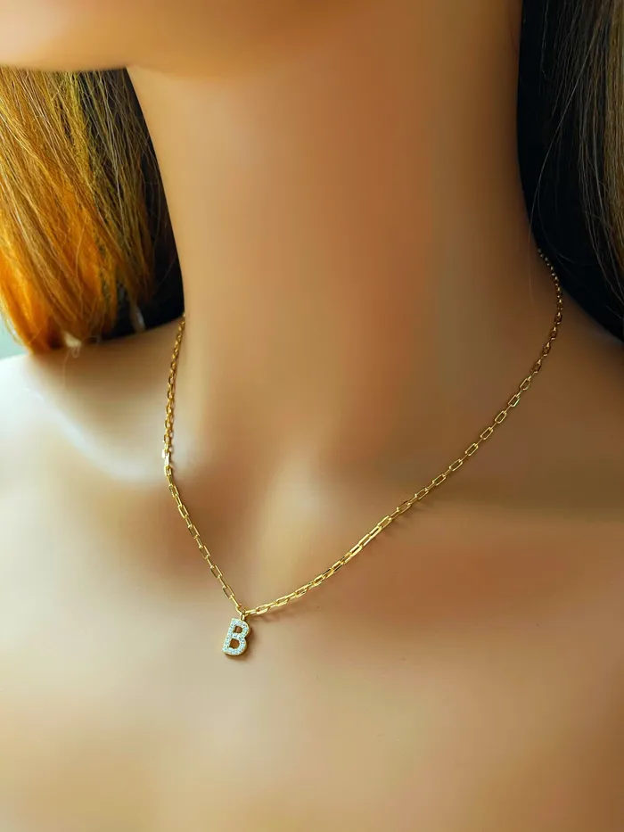 Paperclip Initial Necklace ellie k and co Necklaces