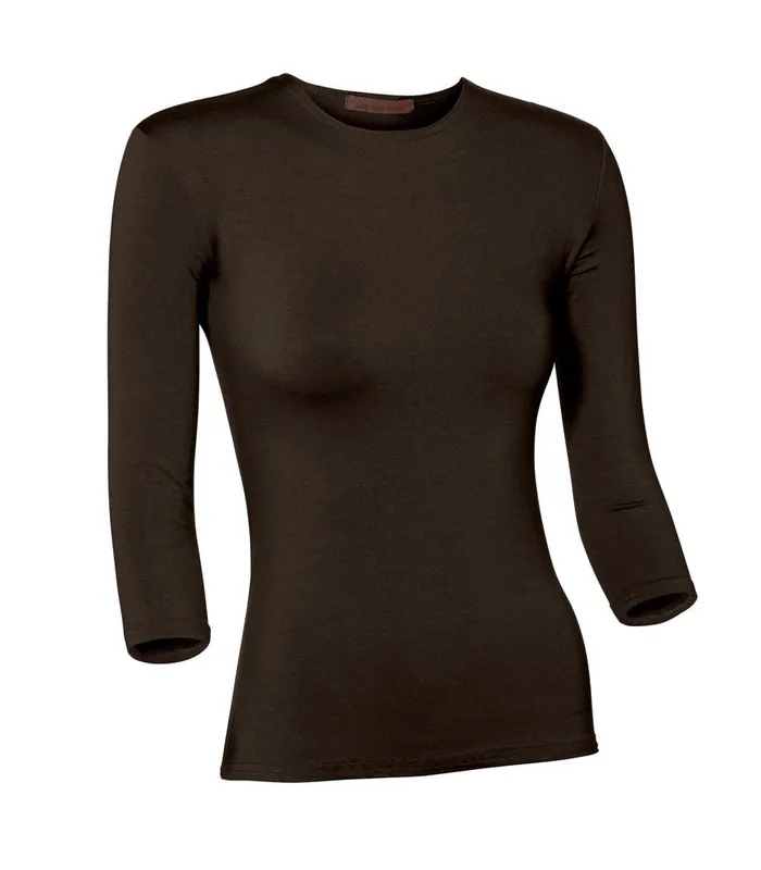 Pea Bee Jae Earrings PBJ Ladies Lycra 34 Sleeve Shell Brown