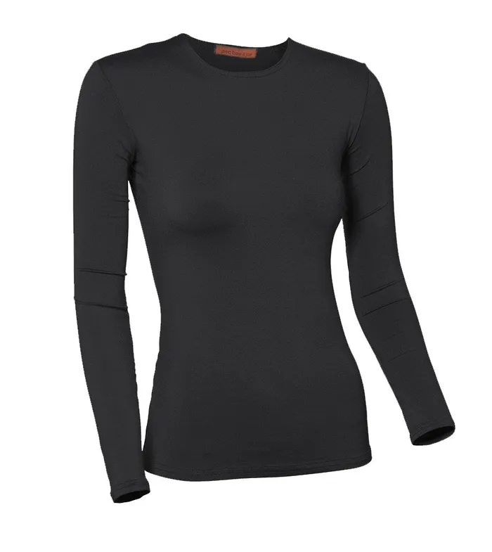 Pea Bee Jae Earrings PBJ Ladies Modal Long Sleeve Shell Charcoal