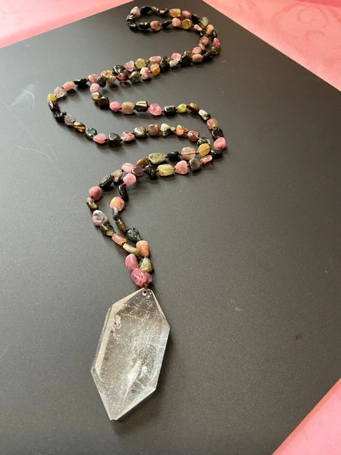 Peace Love Bling Necklaces Colorful Tourmaline Double Power Crystal Necklace
