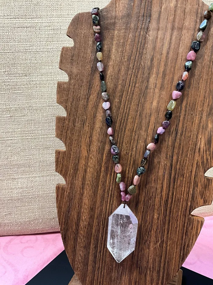 Peace Love Bling Necklaces Colorful Tourmaline Double Power Crystal Necklace